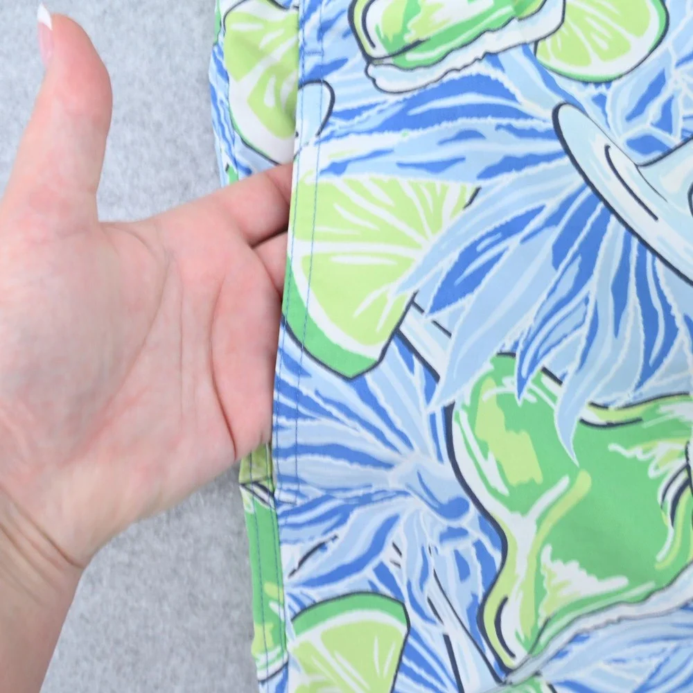 Vineyard Vines Chappy Swim Trunks Mens L Blue Green Margarita Lime Drink Print